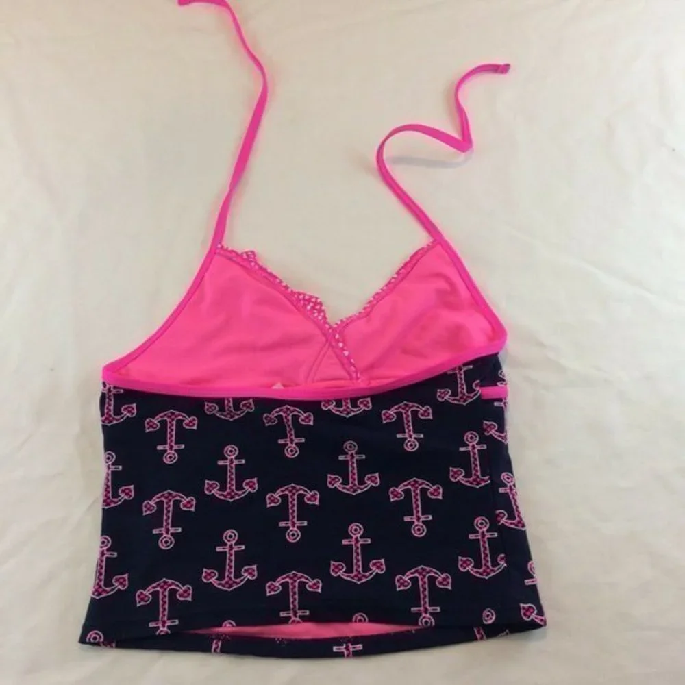 Xhilaration Bikini Top Size Large Childrens  Tankini 10/12 Pink Black Swim Suit